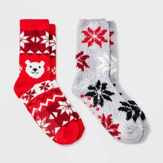 Keep little feet warm and stylish with this Kids' 2pk 'Bear Fairisle' Cozy Crew Socks from Cat & Jack™ in Red. Featuring playful bear fairisle prints, these socks are made from a lightweight knit material, perfect for all-day comfort. They’re soft, snug, and great for lounging at home or wearing out and about. A fun and comfy addition to any kid’s wardrobe. Cat & Jack™: Designed for all children so you can trust it's made for yours. Playful Soft Winter Socks, Playful Soft Socks For Winter, Playful Super Soft Winter Socks, Playful Super Soft Socks For Winter, Cute Snug Winter Socks, Cute Snug Socks For Winter, Cozy Red Winter Socks, Cozy Red Socks For Winter, Warm Red Casual Socks