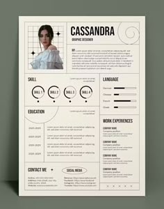 a clean and modern resume template with an image on the front, in black and white