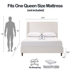 the measurements for a queen size mattress are shown