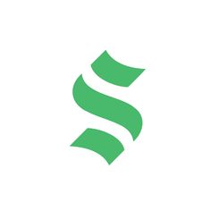 the letter s is made up of green leaves and has a long tail on it