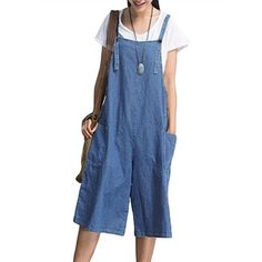 Buy two at a time, get more discounts: https://www.walmart.com/ip/Womens-Romper-Short-Bib-Pants-Baggy-Wide-Leg-Jumpsuit-Overalls-2Pack/411089083 Size Doesn't Fit All,Please Carefully Check Size Chart and Select the Size Based On Your Real Size. Material: Polyester Type: Jumpsuit Color: Denim Blue, Black, Light Blue Package include: 1 Jumpsuit Featuring: Wide Leg, Denim Blue And Made From A Light, Soft And Cotton Polyester Denim Material. Perfect For Party Evening, Cocktail, Vacation Or Daily Wea Pola Jumpsuit, Jumpsuit Overalls, Pocket Jumpsuit, Pants Baggy, Plus Size Romper, Linen Jumpsuit, Plus Size Jumpsuit, Jumpsuit Trousers, Sleeveless Rompers