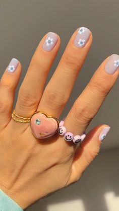 Pastel Nails Designs, Cute Spring Nails, Simple Gel Nails, Cute Summer Nails, Spring Nail Art, Short Nail Designs, Pastel Nails, Nail Designs Spring, Floral Nails