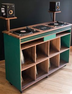 an old record player and stereo system on display