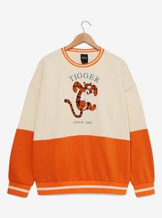 Disney Winnie the Pooh Tigger Panel Crewneck - BoxLunch Exclusive | BoxLunch Winnie The Pooh Merch, Vinyl Figures Toys, Winnie The Pooh Tigger, Disney Merch, Disney Clothes, Disney Handbags, 22nd Birthday, Jersey Jacket, Adventures By Disney