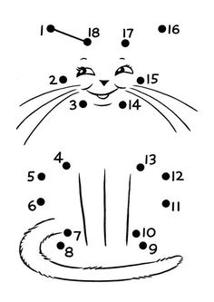 the cat dot to dot worksheet with numbers for children and adults, which includes an image of a cat's face