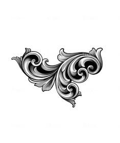 an ornate design in black and white