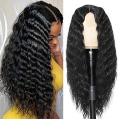 Premium Material: The Synthetic Curly Wig Is Made Of High Quality Heat Resistant Imported Synthetic Fiber,Soft And Smooth,Keeps The Curls Well; The Long Curly Wigs For Black Women Can Be Ironed Up To 160 Degrees Centigrade (320 Degrees Fahrenheit) Wig Advantage: 28 Inches Deep Wave Synthetic Wig Is Middle Part With Small Area Lace At The Front; The Crimped Wigs For Black Women Can Make Your Hairline More Realistic; Wearing Very Natural And Soft, Comfortable And Skin-Friendly; It Is Affordable Wi Long Curly Wigs, Curly Wigs For Black Women, Purple Fashion Casual, Womens Cosplay, Affordable Wigs, Long Curly Wig, Human Wigs, Cosplay Hair, Glossy Hair