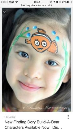 Nemo Face Paint, Dory Coloring Pages, Dory Characters, Finding Nemo Coloring Pages, Nemo And Dory, Nemo Coloring Pages, Finding Dory Party, Festival Face Paint, Dory Party