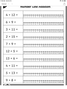 the number line addition worksheet is shown in this screenshote, which shows how