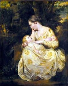 a painting of a woman holding a baby