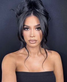 Kim K Ponytail Hairstyles, Different Styles Of Ponytails, Bridal Hair Updo Dark Hair, Bridesmaid Hairstyles For Strapless Dress, Hair Up Messy Bun, Down The Middle Part Hairstyles, Glam Wedding Hair Half Up, Updo For Square Face Shape, Kylie Jenner Updo Hairstyles