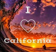 i love california with surfers in the water and sunset behind them on a surfboard