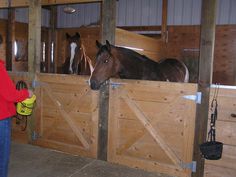 a woman standing next to a horse in a stable