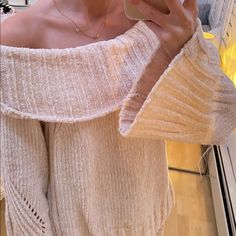 So Soft And Brand New Oversized Off Shoulder Sweater, Off The Shoulder Knit Sweater, Off The Shoulder Knit, Off Shoulder Sweater, Cream Sweater, Shoulder Sweater, Fashion Sense, Shopping List, Colorful Sweaters