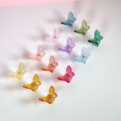 pack of 12 multicolored glass looking butterfly clips Accessories Y2k, Butterfly Hair Accessories, Festival Hair Accessories, Aesthetic Butterfly, Butterfly Hair Clips, Mini Butterfly, Y2k Hair, Head Pieces, 90s Hairstyles