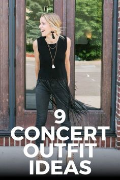 Here are 9 outfit ideas for what to wear to a concert! Outfits for every type of concert, both indoor and outdoor. Outdoor Concert Shoes, Acl Concert Outfits, Wear To Concert Night Outfit, Outside Concert Outfit Spring, Spring Outdoor Concert Outfit, Outfit Ideas For Country Concert Fall, Concert Looks Night Casual, Comedy Concert Outfit, What To Wear To A Dave Matthews Concert