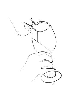 Drinks Line Art, One Line Wine Glass Tattoo, Woman With Wine Drawing, Wine Glass Line Drawing, Wine Line Art Woman, Wine Glass Drawing, Art Du Vin, Art Abstrait Ligne, Contour Drawing