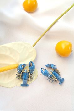 Blue Lobster Earrings | Ocean Instruments | GOOD AFTER NINE Lobster Earrings, Sealife Jewelry, Beach Beads, Earring Stacks, Working Clothes, Blue Lobster, Shell Jewellery, Ocean Earrings, Sea Life Jewelry