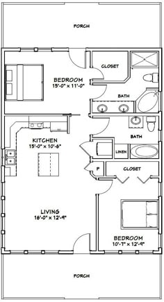 the floor plan for a two bedroom apartment with an attached bathroom and living room area