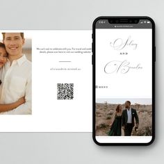 an iphone with a wedding photo on the screen next to it, and a couple holding each other's hands