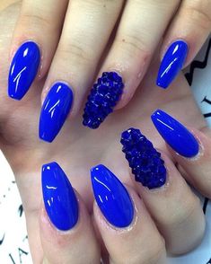 21+ Royal Blue Nail Art Designs, Ideas Design Trends Premium PSD, Vector Downloads Nails Gold Accent, Kids Nail Designs, Blue Gel Nails