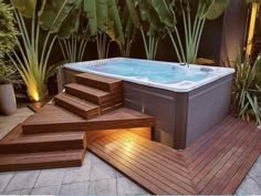 Idée déco pour une piscine 4 saison chez vous avec Jacuzzi_valence ambiance spa Jacuzzi Spa Outdoor, Luxury Jacuzzi Outdoor, Swim Spa Backyard Ideas With Deck, Swim Spa Deck Ideas, Swim Spa Backyard Ideas, Garden Jacuzzi, Swim Spa Deck, Swim Spa Landscaping, Outdoor Swim Spa