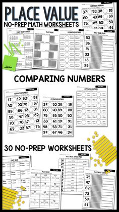 the worksheet for comparing numbers in place value and no - prep math worksheets