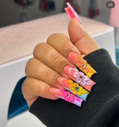 Michelle Nails, New Nail Designs, Claw Nails, Neon Nails, Long Square Acrylic Nails