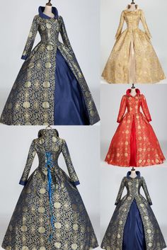 Blue Floral Renaissance Women Vintage Victorian Dress Ball Gown Theater Costume Vintage Victorian Dress, Ball Gowns Victorian, Larp Costumes, Gothic Victorian Dresses, Victorian Wedding Dress, Victorian Fashion Dresses, Victorian Dresses, Dress Ball Gown, Period Dress