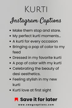 an advertisement with the words kuriti instagramm captions written below it