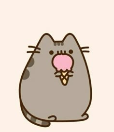 a cat with an ice cream cone in its mouth