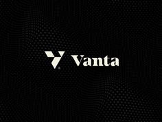 the vanta logo is shown in black and white, with dots all over it