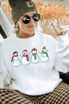 Christmas Snowman Shirt - Cute Snowman Shirt - Chillin Snowman T-Shirt - Family Christmas Shirt - Holiday Snowman Shirt     -UNISEX T-SHIRTS - Women typically wear one size down for a fitted look. -The Models in the pictures are wearing 2 sizes up, Please order 2 sizes up for an oversized look DETAILS AND FABRIC: * Comfort Colors 1717 * 100% ring-spun cotton How you order: Select your size and the color that you want from the drop down bar, add to cart, and check out.  How to order multiples: Select your size and the color that you want from the drop down bar, add to cart, and repeat as many times as necessary then check out with all items at once. Production And Shipping: Our orders will be shipped in 2days. If you need the item sooner than mentioned time, please upgrade shipping in the c Fun Long Sleeve Tops, Funny White Tops As Gifts, Fun Short Sleeve Winter Tops, Fun White Winter Tops, Fun White Holiday Tops, Fun White Tops For Winter, White Pre-shrunk Christmas Tops, Fun Crew Neck T-shirt For Winter, Funny Cotton Tops For Winter