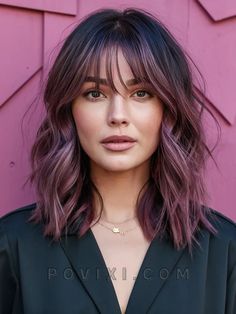 32 Stunning Chocolate Mauve Hair Ideas 2024 Including Color Dark Formulas Balayage with Highlights Brown And Mauve Hair, Mauve Highlights On Dark Hair, Balayage With Highlights, Chocolate Mauve Hair, Redken Balayage, Dream Haircut, Dusty Rose Hair, Mauve Hair, Balayage Short Hair