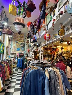 a store filled with lots of clothes and hats