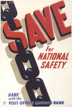 an advertisement for the national safety bank, with chains and links on it's side