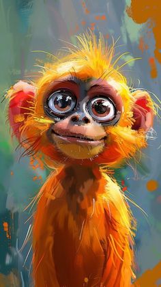 a painting of a monkey with big eyes