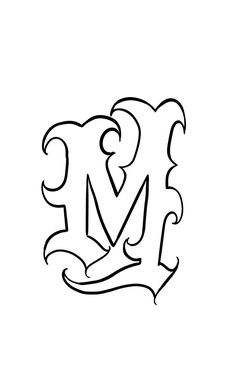 the letter m is drawn in black ink