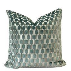 Beautiful pillow cover made of geometric teal cut velvet. Add a modern touch to your decor! All of our pillow covers are handcrafted with careful attention to detail:  * Inside seams are serged  to prevent fraying * Careful attention to pattern placement * Backed in beige linen * Invisible zipper closure This sale is for ONE pillow cover and does not include the pillow insert. Please let us know if you need a particular size that is not listed. Cut Velvet Pillows, Velvet Lumbar Pillow, Zebra Pillows, Indigo Pillows, Turquoise Fabric, 20x20 Pillow Covers, Velvet Pillow, Velvet Pillow Covers, Toss Pillows