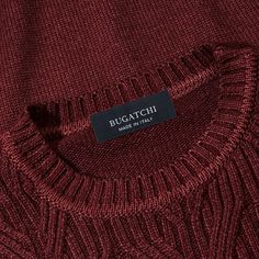 Cable knit crew neck sweater in 100% merino wool. Made in Italy. Burgundy Sweater, Crew Neck Sweater, Cable Knit, Neck Sweater, Merino Wool, In Italy, Cable, Crew Neck, Italy