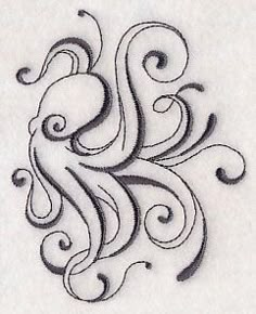 an intricate design is shown on the back of a white sheet with black swirls