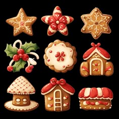 christmas cookies and decorations on a white background