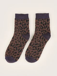 Classic crew socks with leopard print and a hint of shine on the toes, heels and ankles. Baggu Bags, Cooler Lunch Bag, Wallet Pouch, Reusable Shopping Bags, Knit Sweatshirt, Reusable Bags, Linen Apron, Clothes Gift, Cheetah Print