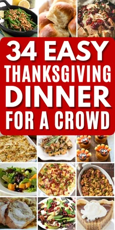 the cover of 34 easy thanksgiving dinner for a crowd