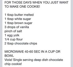 the recipe for chocolate chip cookies is shown