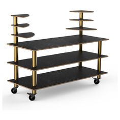 Steelite MGCMLB11MBXW Mogogo Buffet Solutions Modular Classic Multi-Shelf Station Buffet Setup, Marble Laminate, Buffet Presentation, Modular Display, Round Shelf, Catering Industry, Marquina Marble, Nero Marquina Marble, Brass Legs