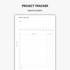 the project tracker sheet is shown in black and white