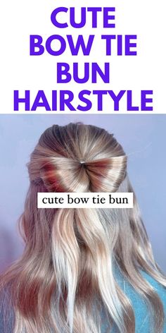 CUTE Bow Tie Bun Hairstyle - Here is a cute and easy bow tie bun hairstyle. Easy Bow, Bow Tie Hair, Easy Bun Hairstyles, Hair Bun Tutorial, Bun Styles, Tie Hair, Bun Tutorial, Hair Arrange