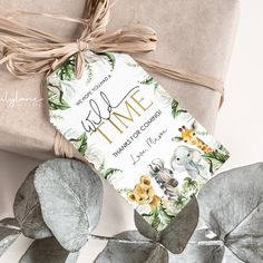 a gift wrapped in brown paper and tied up with a tag that says wild time