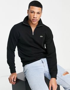 Sweatshirt by Lacoste Daywear dressing done right High neck Partial zip fastening Logo embroidery to chest Ribbed trims Regular fit Lacoste Sweatshirt, Dress Bra, Wide Jeans, White Trainers, Cargo Trousers, Logo Embroidery, Funnel Neck, Plus Size Pregnancy